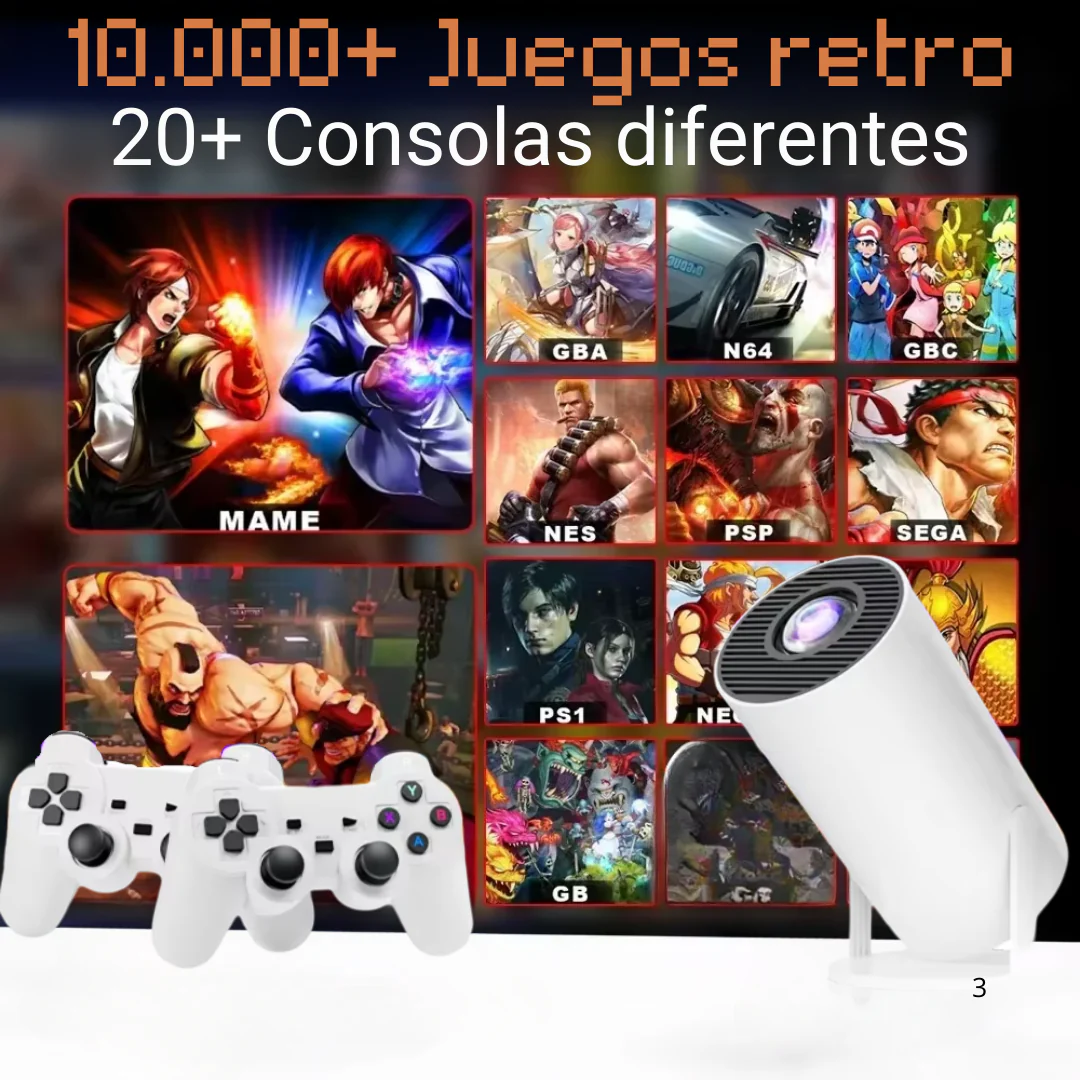 Proyector 4K con Consola de Juegos Retro